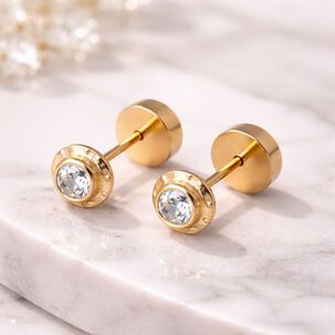 Aros Abridores Chat&oacute;n Circ&oacute;n 4mm N1 Oro 14k A Presi&oacute;n Beb&eacute; Ni&ntilde;a Primeros Aros