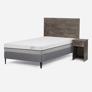 Cama Europea Rosen Pratta / 1.5 Plazas / Base Normal + Set De Maderas Tabor Grafito