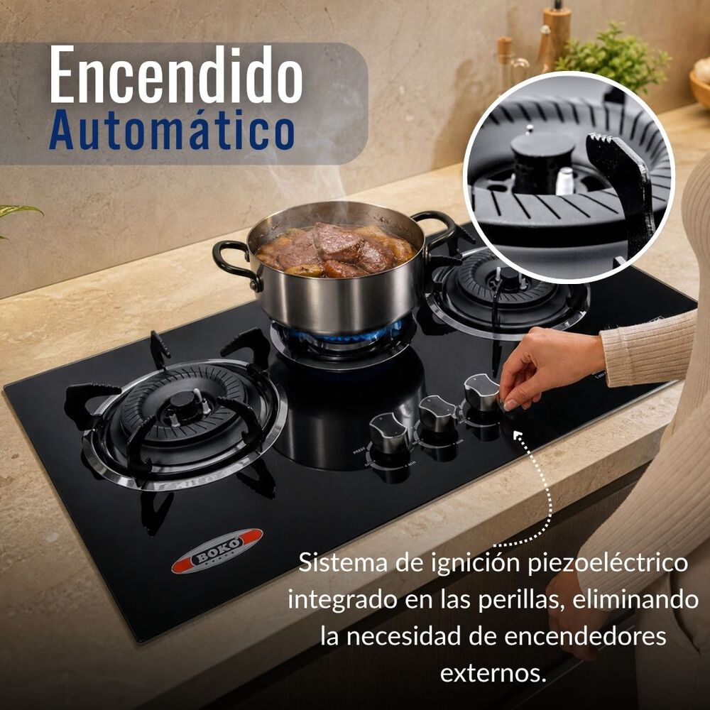 Encimera Gas Licuado 3 Platos Vidrio Templado image number 8.0