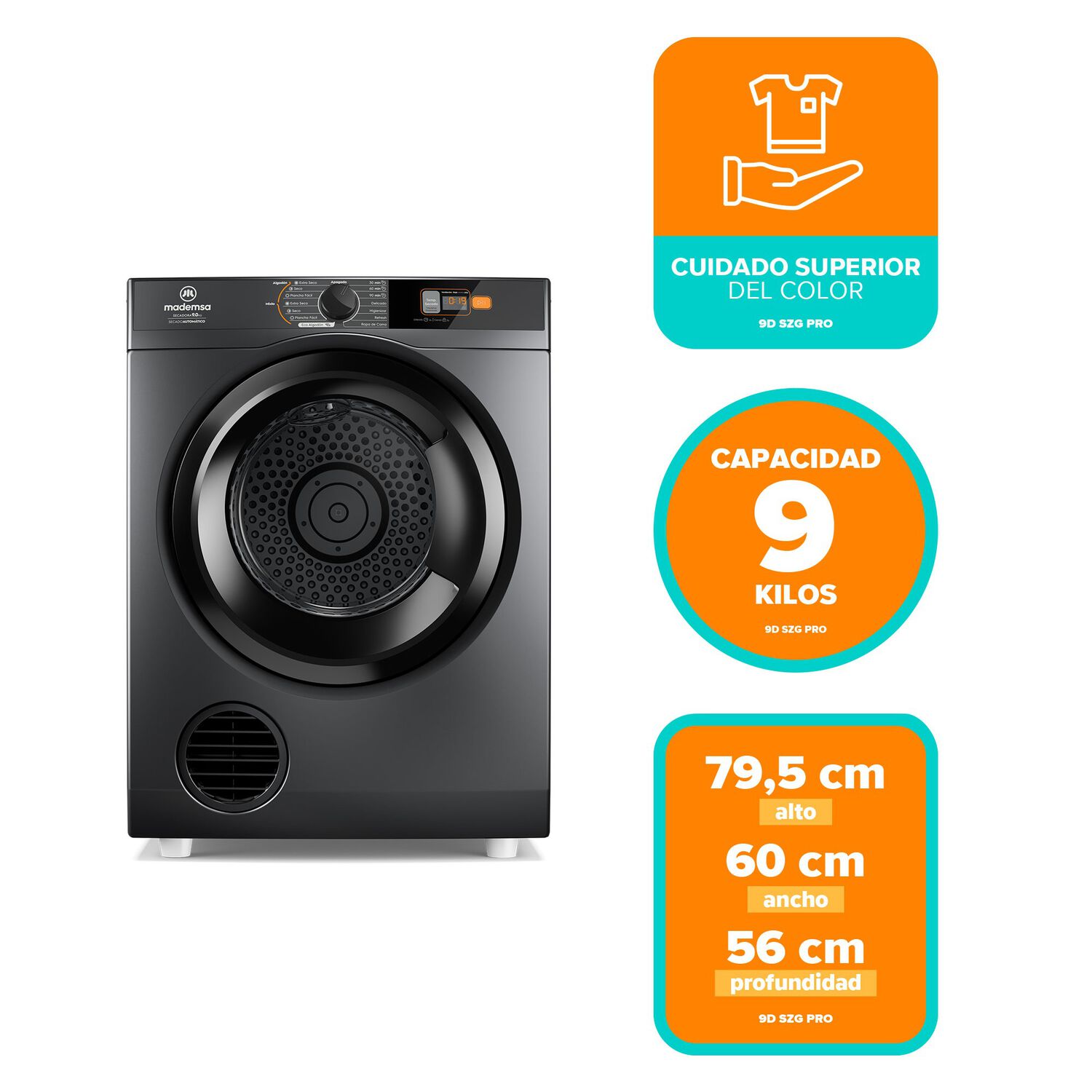 Secadora De Ropa 9kg Carga Frontal Secado Autom&aacute;tico 9d Szg image number 1.0