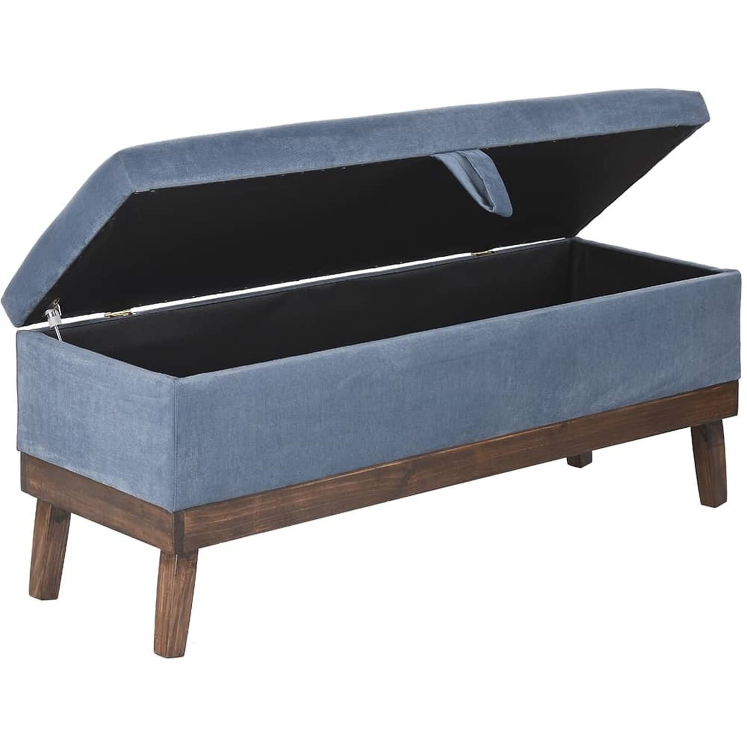 Banqueta Con Ba&uacute;l Incy Azul Petr&oacute;leo Felpa 120x40x50 Cm M&aacute;xima Design image number 2.0