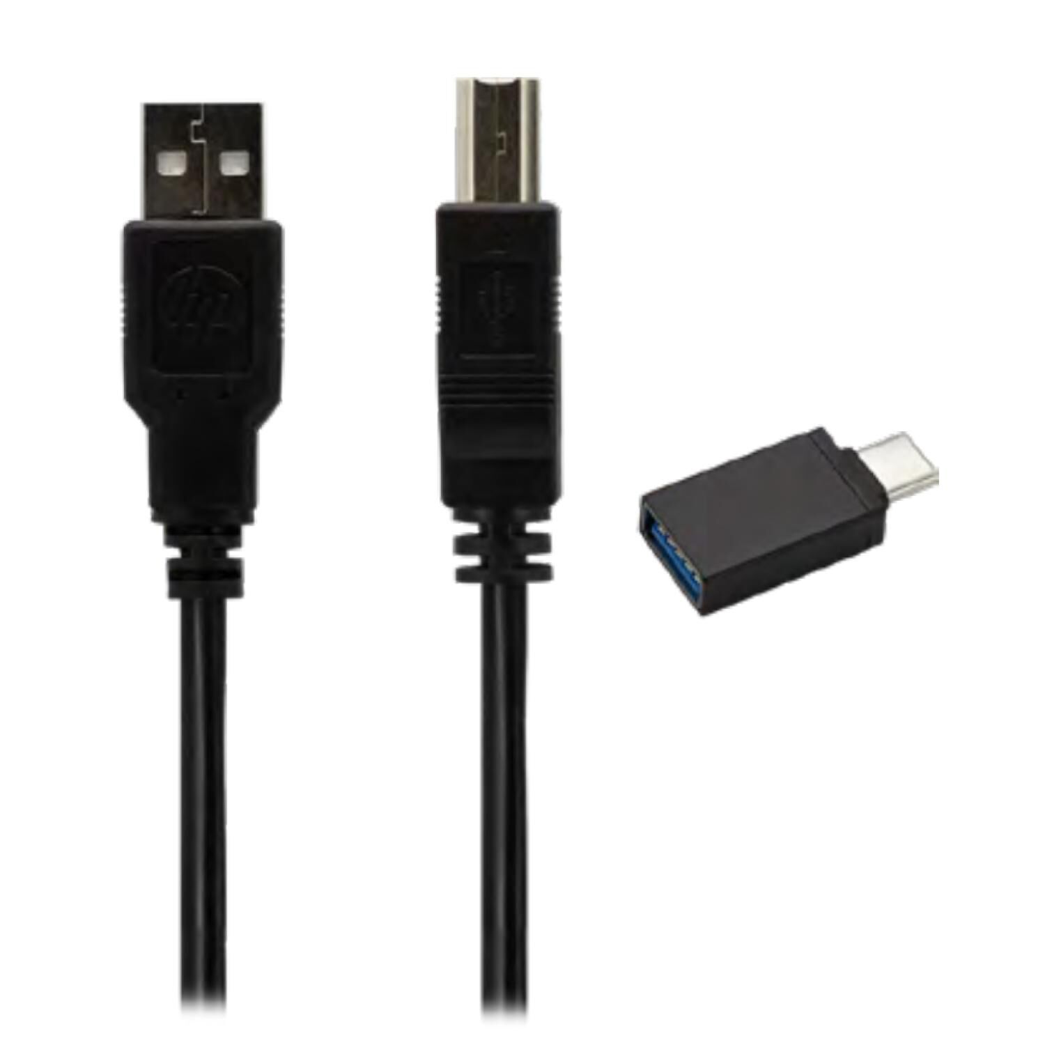 Cable De Impresora Usb Con Adaptador Otg Usb C 2mt Negro image number 1.0