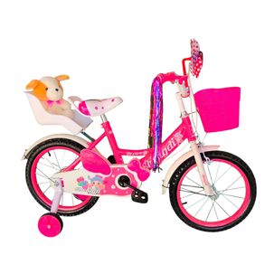 Bicicleta Aro 16 Infantil Con Peluchero Rosado Shengdi