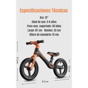 Bicicleta De Equilibrio 2-6 A&ntilde;os Aro 12 Lubabycas Naranja