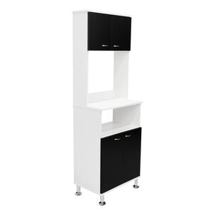 Mueble Microonad 4 Puertas Fm-011b Blanco Y Negro