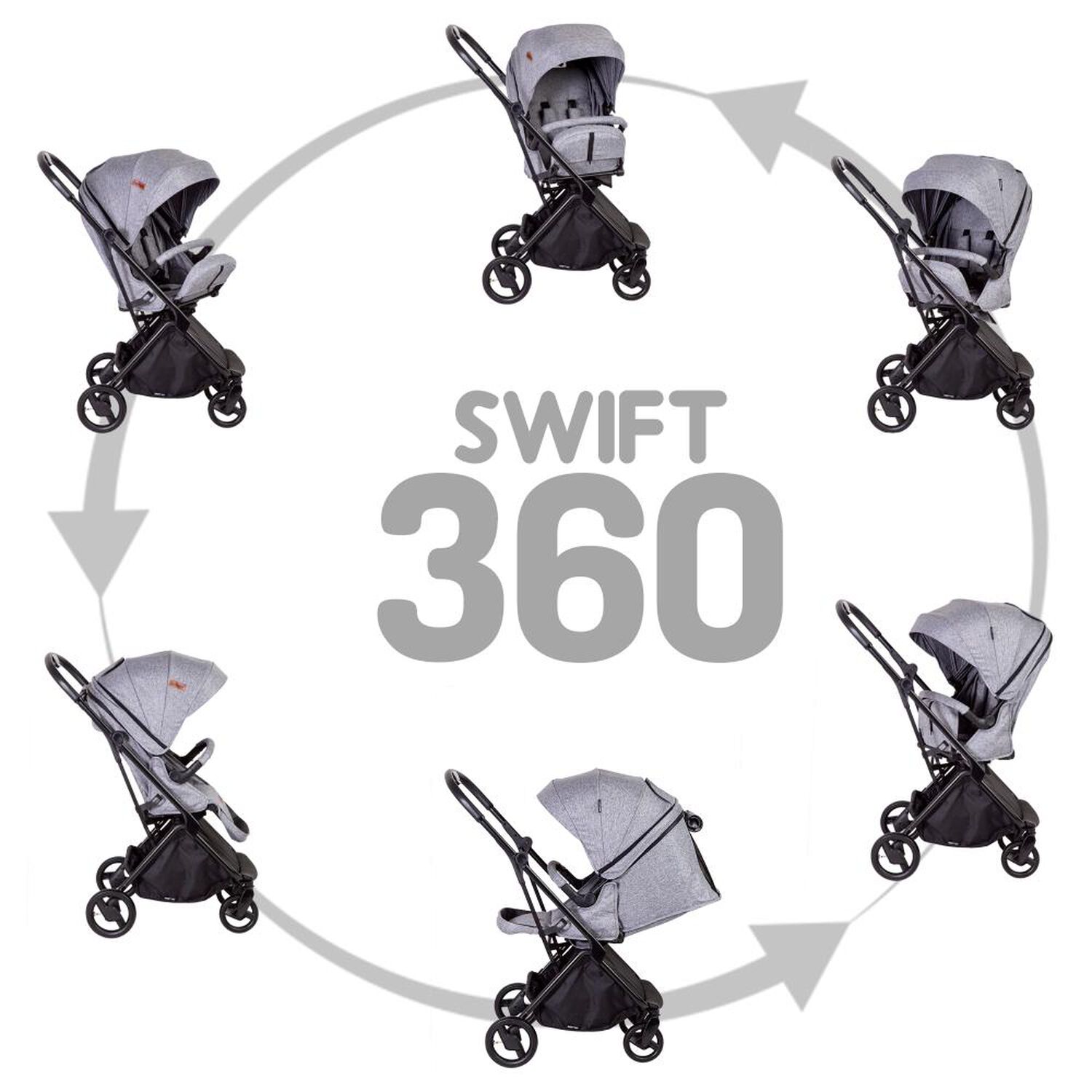 Coche Cuna Travel System Bebesit Swift 360 Gris image number 6.0
