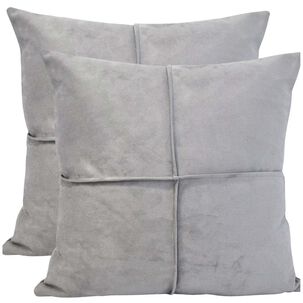 Pack De 02 Fundas De Coj&iacute;n De Semicuero Sint&eacute;tico 50x50 Cm Plomo