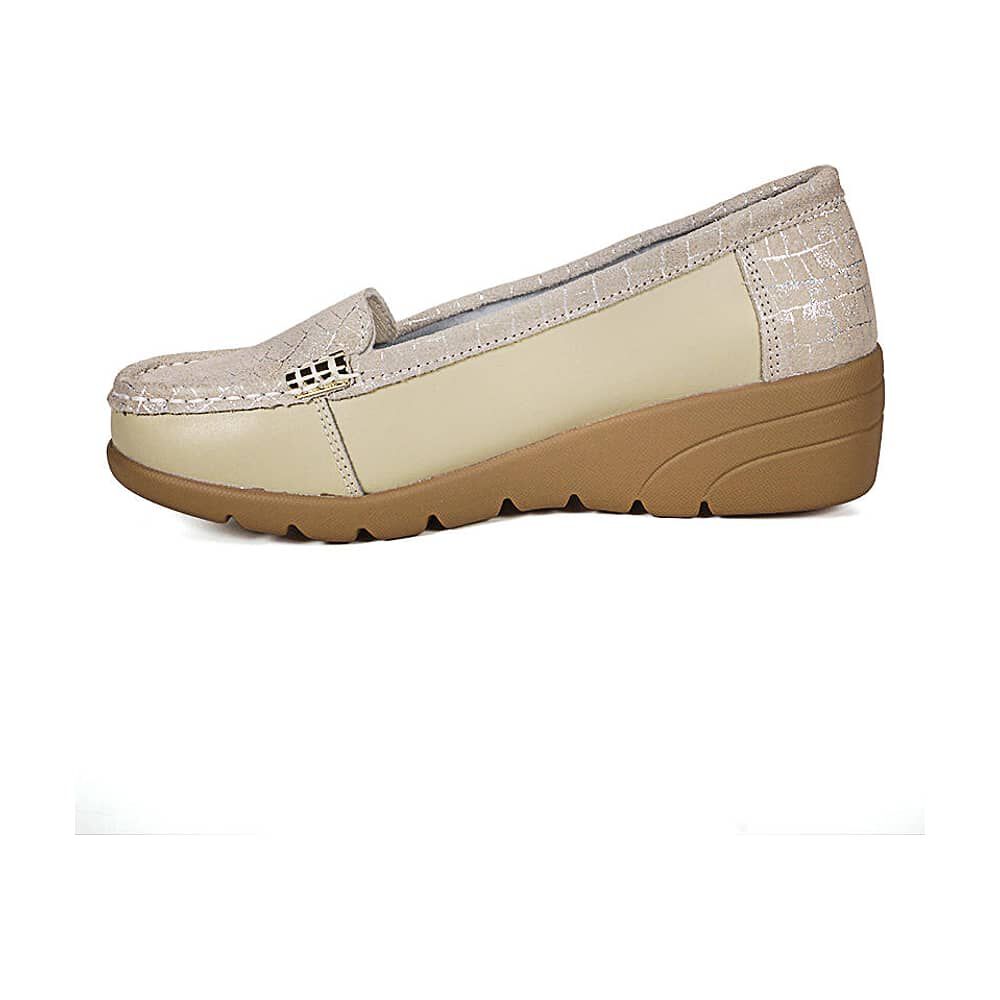 Mocas&iacute;n Cuero Eliette Beige image number 4.0