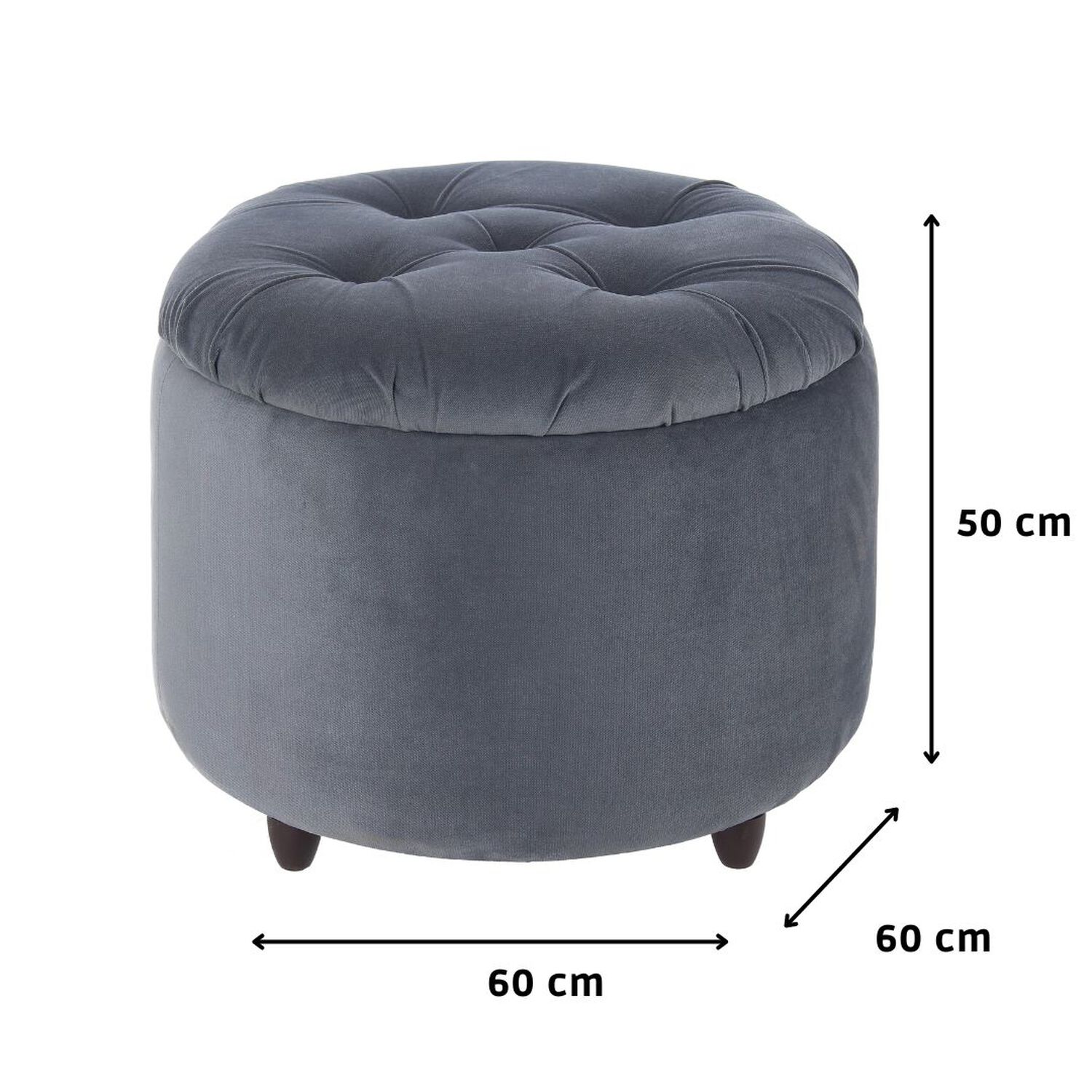 Pouf Ba&uacute;l Zoe Gris Felpa 60x60x50 Cm M&aacute;xima Design image number 2.0
