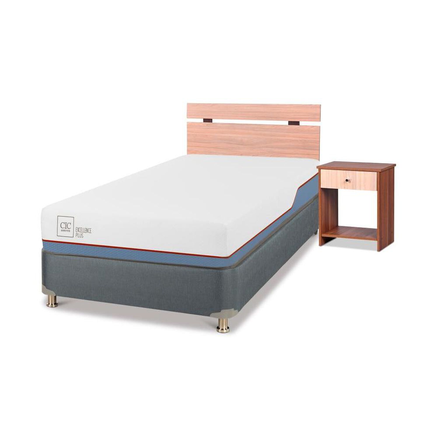 Cama Americana Cic Excellence Plus / 1.5 Plazas / Base Normal + Set De Maderas image number 1.0