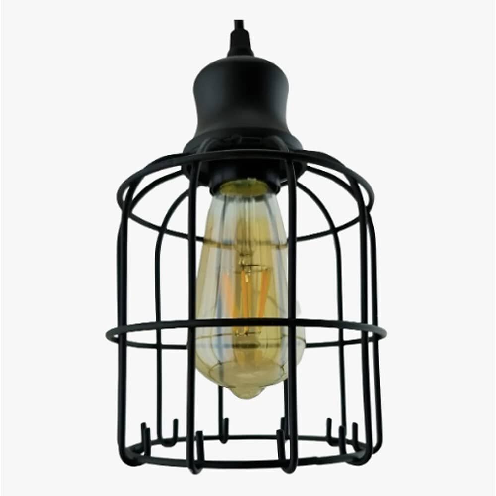 Lampara Jaula De Hierro Colgante + Ampolleta Led Vintage image number 0.0