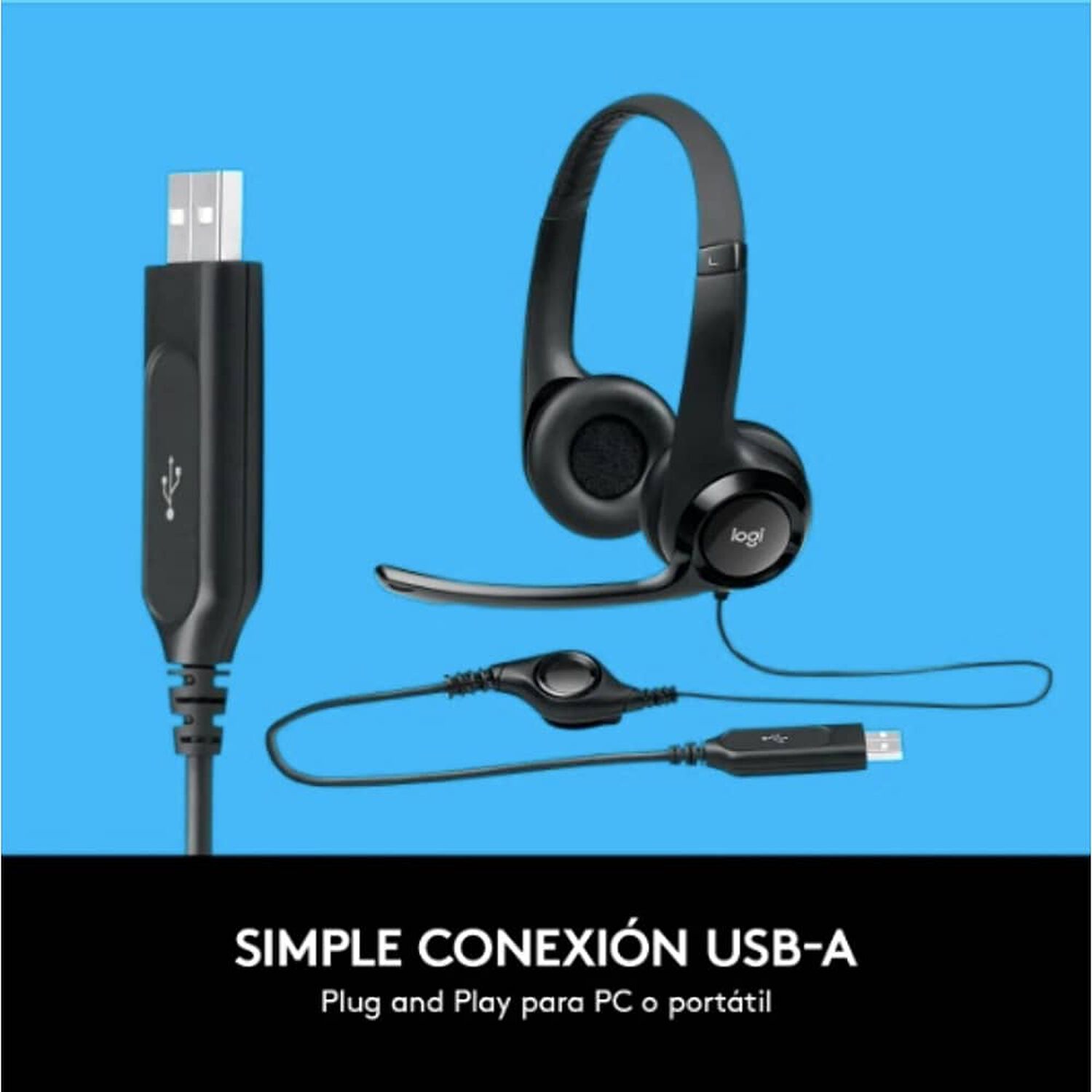 Audifono Con Microfono Usb Logitech H390 Color Negro image number 3.0