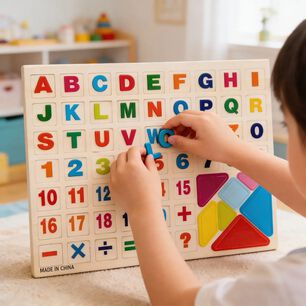 Tablero Magnetico Abecedario Numeros Tangram Ni&ntilde;os Madera