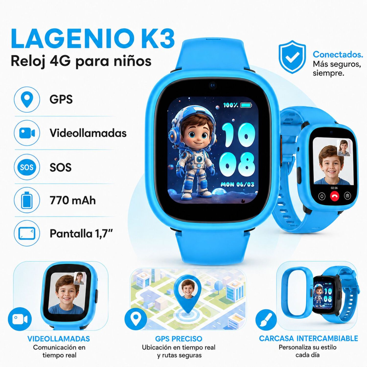 Smartwatch Infantil Lagenio K3 4g Gps Sos Videollamadas image number 0.0