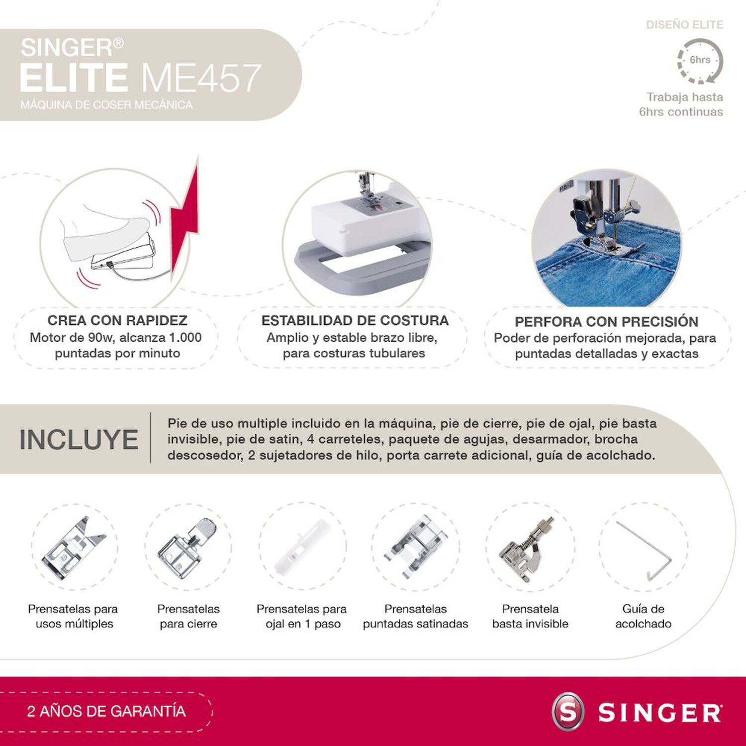 M&aacute;quina De Coser Singer Elite Me457 image number 4.0