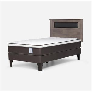 Cama Europea Rosen New Style 4 Plus / 1 Plaza / Base Normal  + Respaldo Ferrara Gris