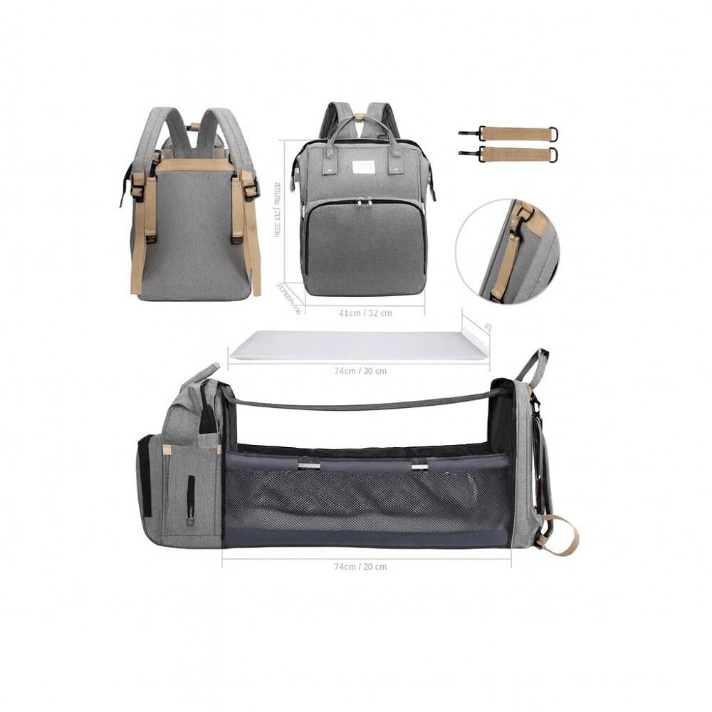 Mochila 3 En 1 Pañalera Cuna Y Mudador Portátil Para Bebés image number 4.0