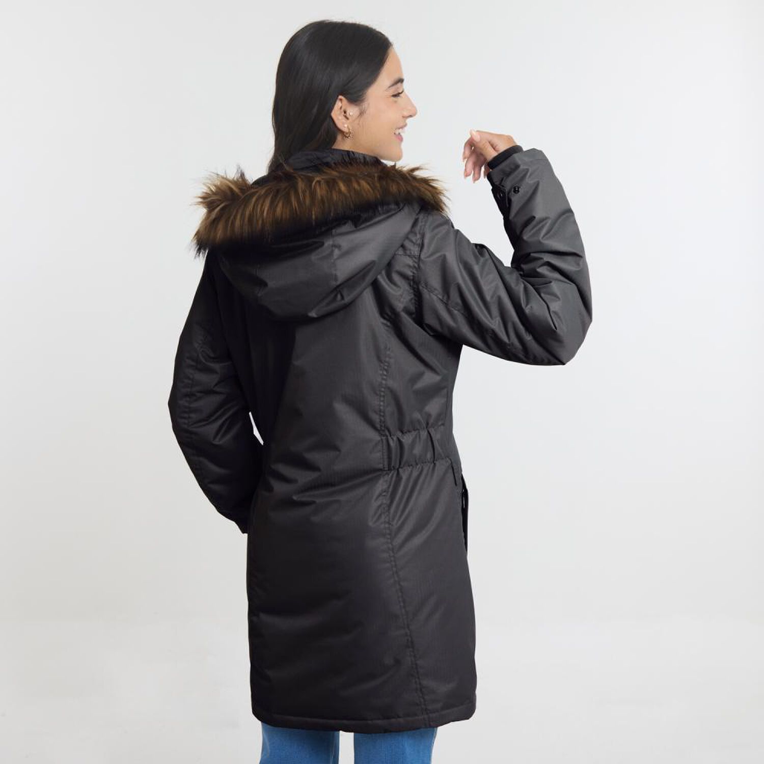 Parka Larga Cuello Alto Con Capucha Con Piel Mujer Ocean Pacific image number 1.0