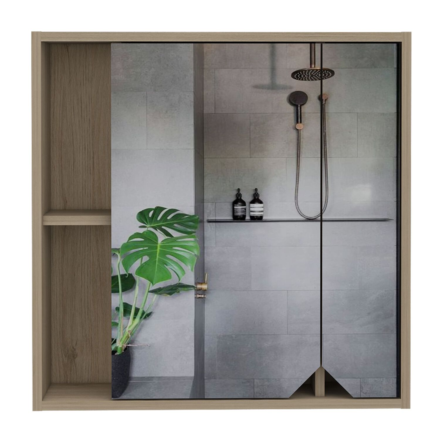 Botiquin De Ba&ntilde;o 60x60x13,6 Cm Caf&eacute; Claro Con Espejo image number 3.0