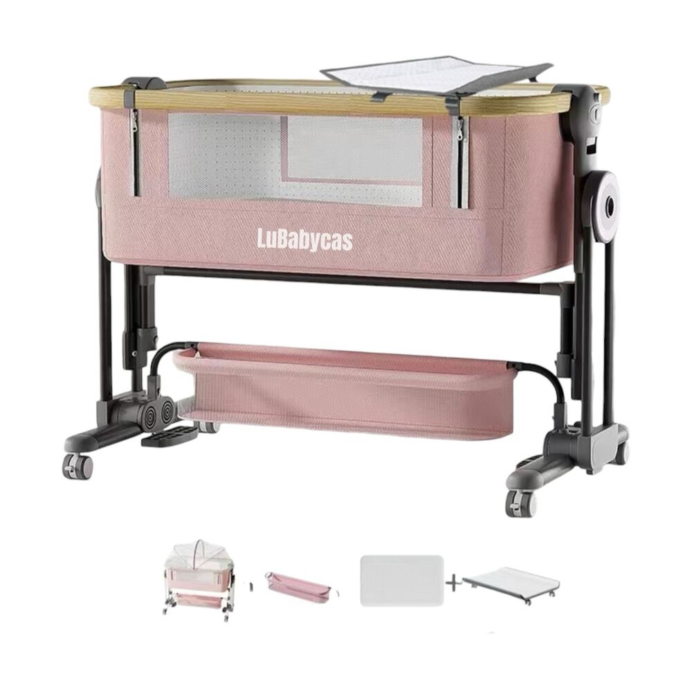 Cuna Colecho Con Mudador Colch&oacute;n Mosquitero Lubabycas Rosada image number 0.0