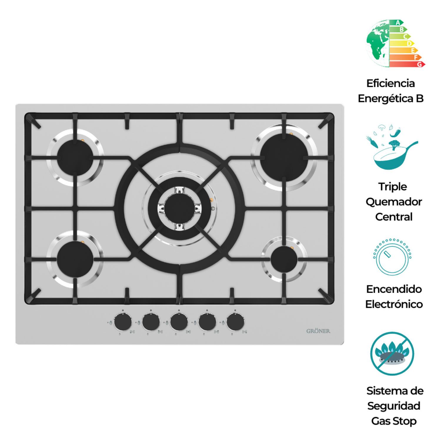Encimera A Gas Inox 5q image number 1.0