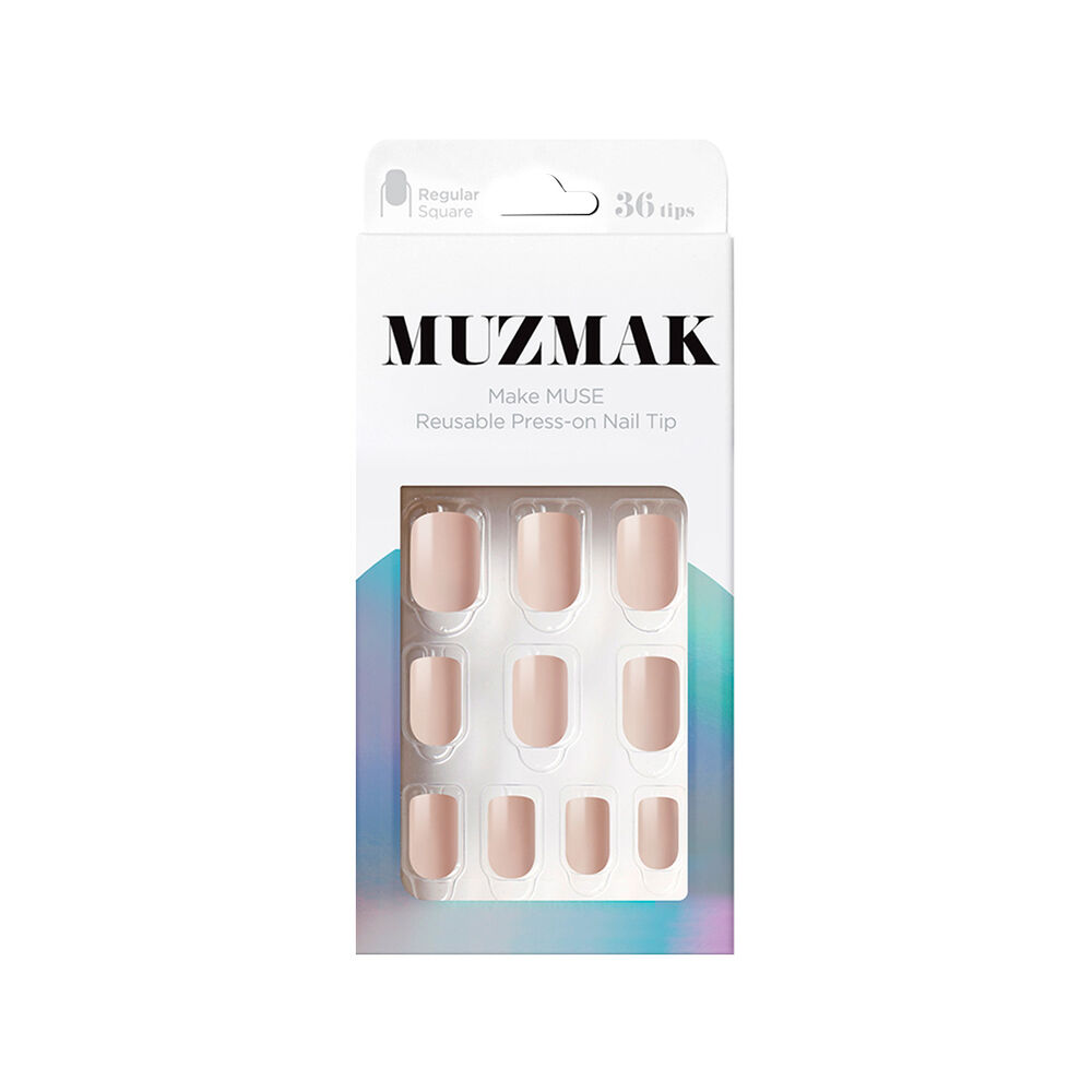 Muzmak - Uñas Press On Cream Beige Regular Square 36 U. image number 0.0