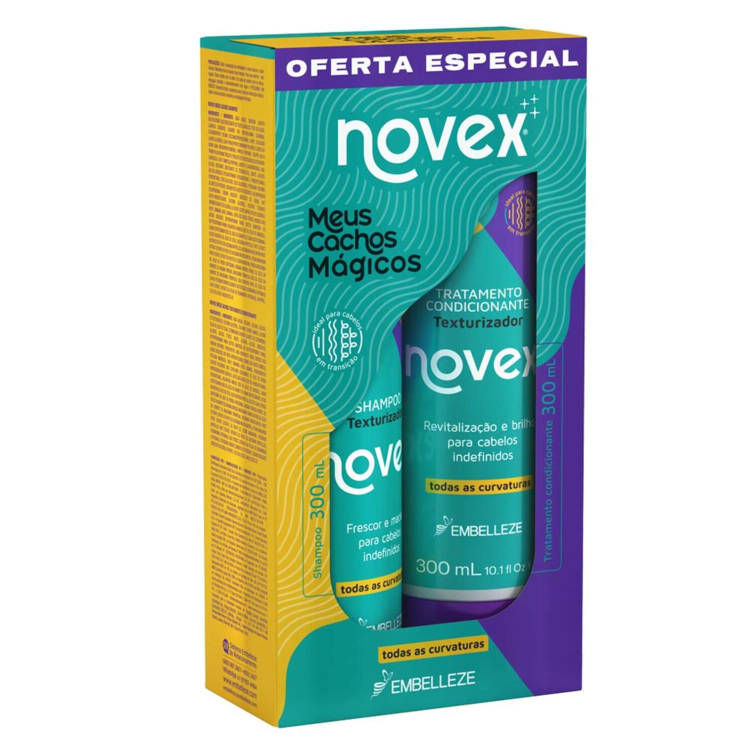 Kit Shampoo Y Acondicionador Meus Cachos Magicos Novex 300ml Cada Uno image number 1.0