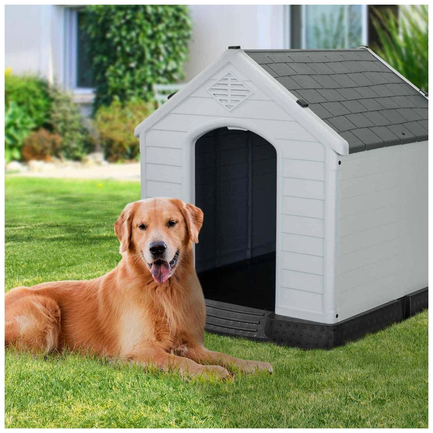 Casa Para Mascotas Perros Peque&ntilde;a Pvc 72x14x67cm Gris image number 3.0