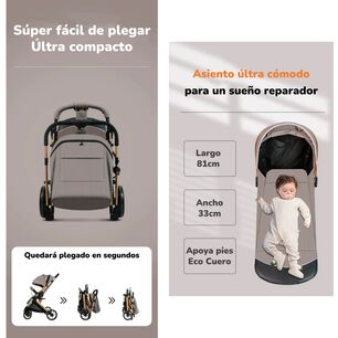 Coche De Paseo Reversible Lubabycas Con Cubre Pies B1 Rosado