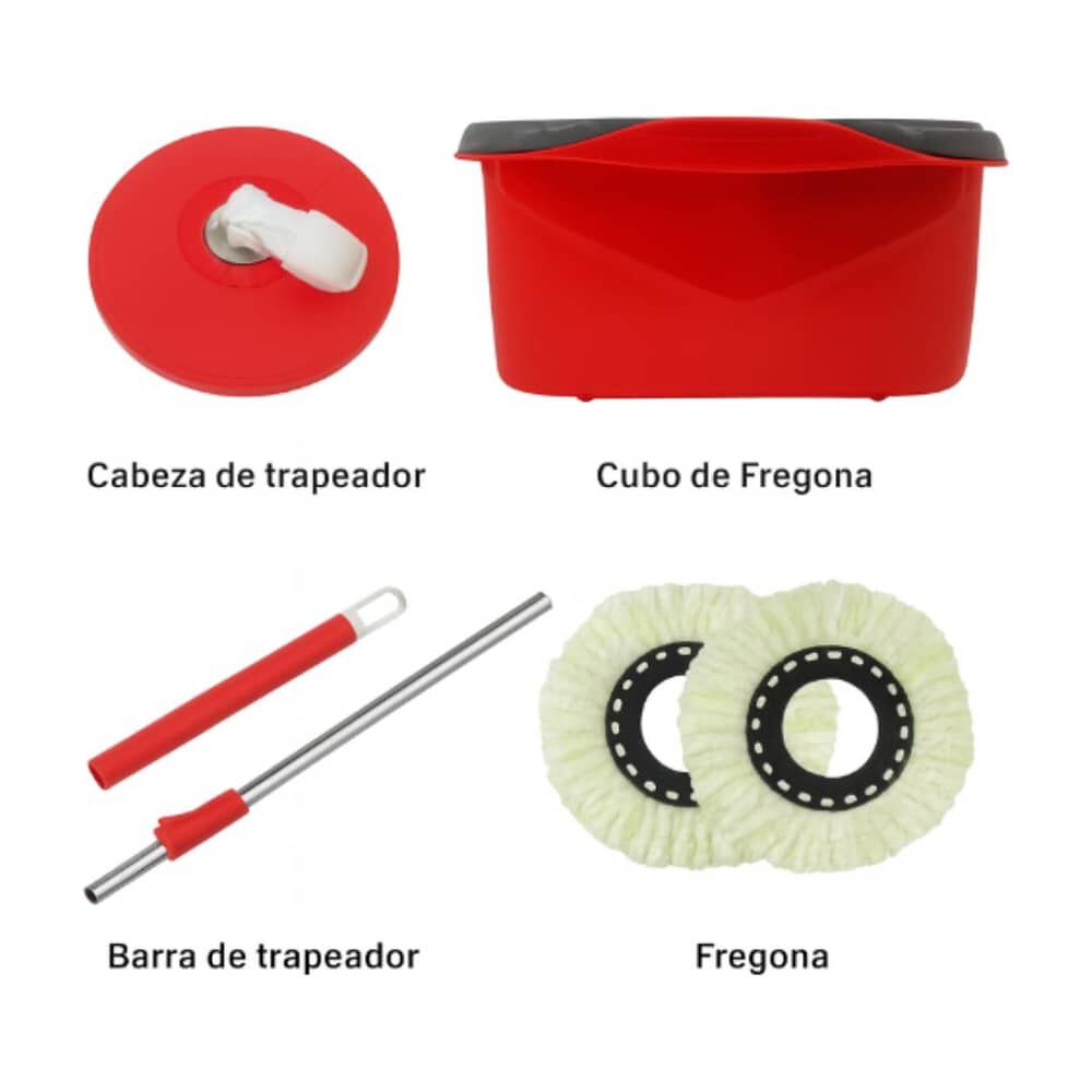 2 Mopas Giratoria 360&deg; Trapeador Canasto Met&aacute;lico Con Pa&ntilde;os image number 13.0