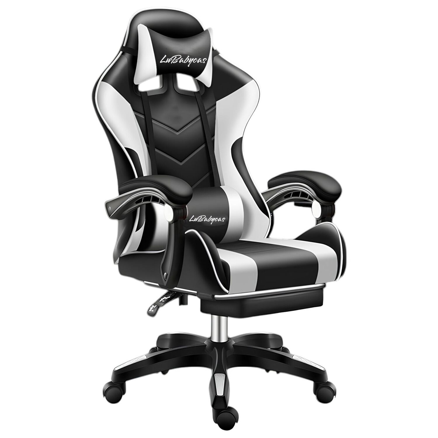 Silla Gamer Reclinable Con Reposa Pies Blanca Lubabycas image number 8.0