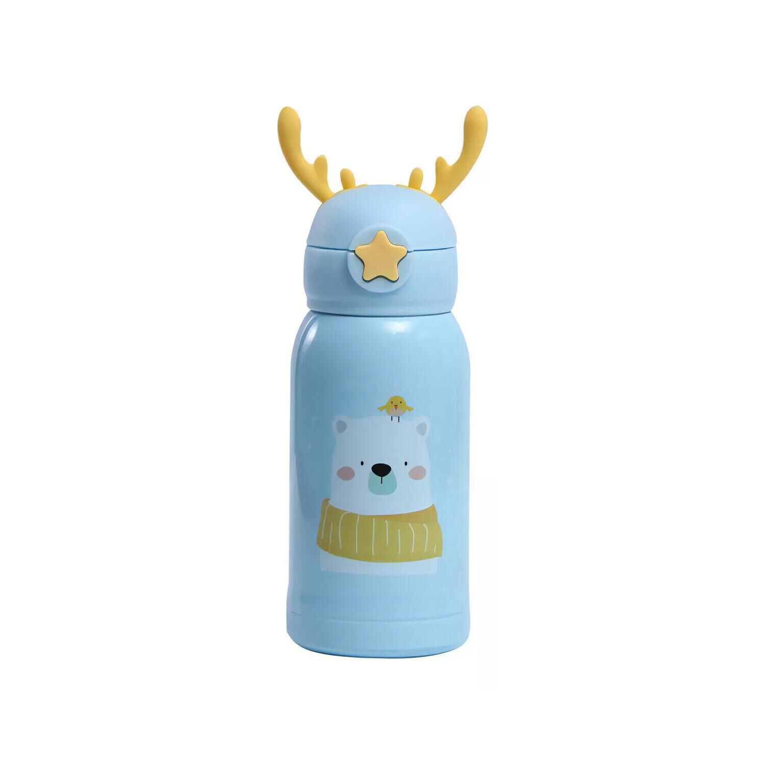 Botella De Agua Portatil 500ml Oso Kawaii Celeste Infantil image number 2.0