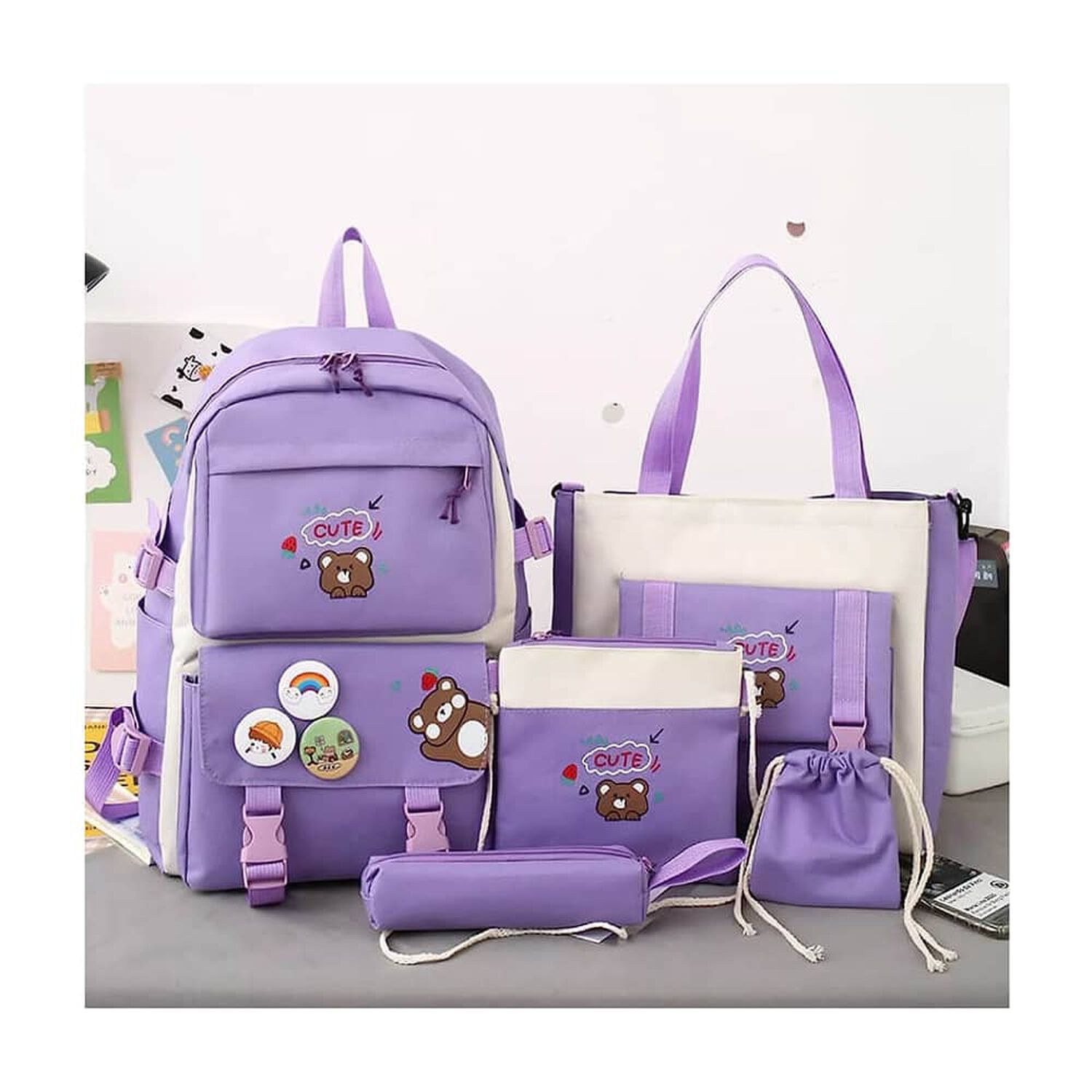 Set Mochila Escolar 5 Piezas De Ni&ntilde;a Con Lonchera+estuche image number 5.0