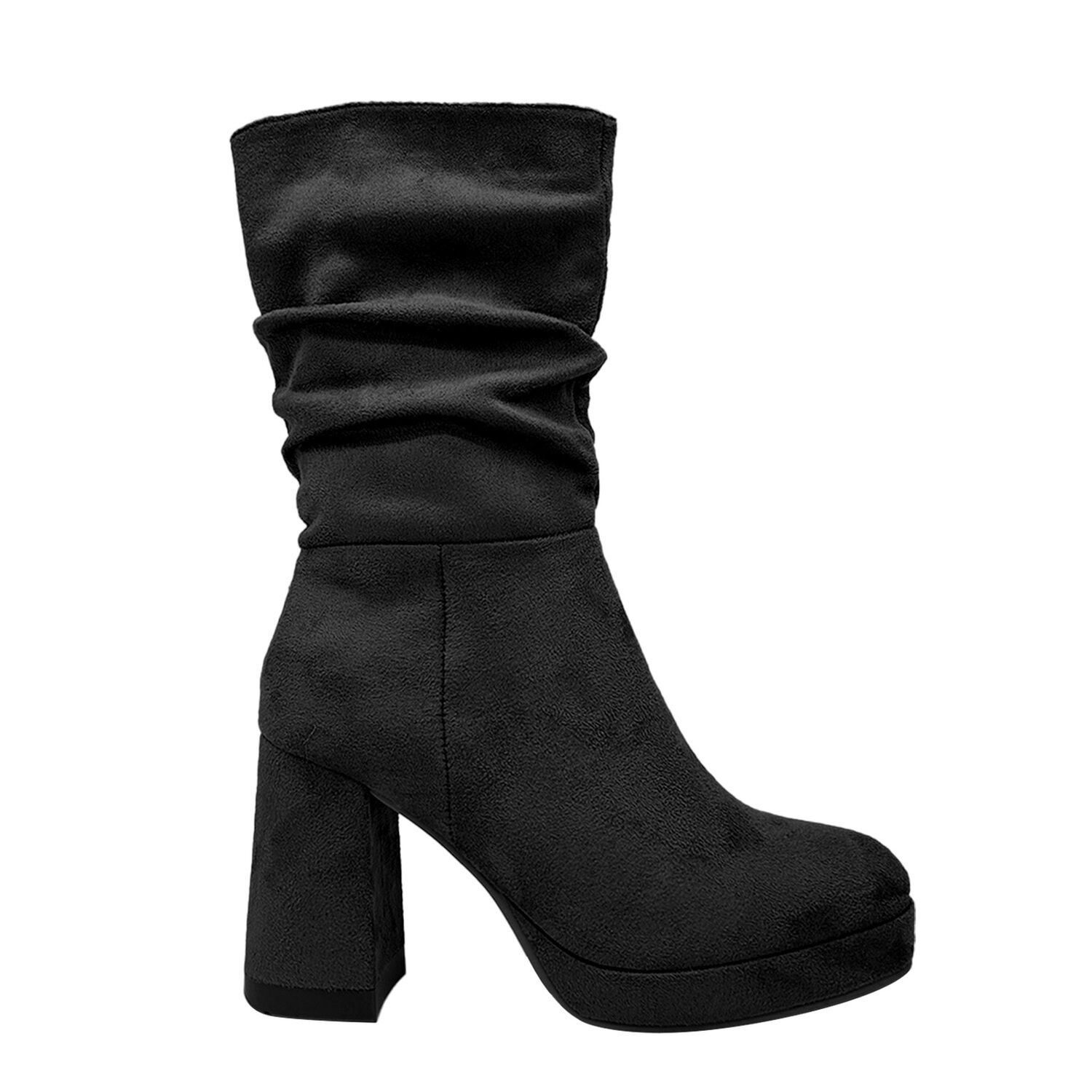 Bota De Mujer, Negra Con Plataforma Y Dise&ntilde;o Arrugado image number 2.0