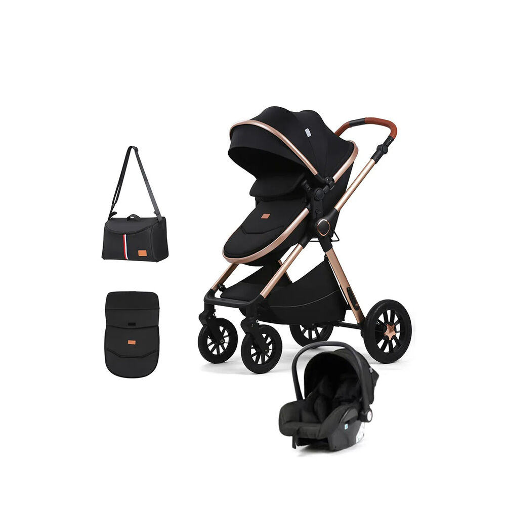 Coche De Beb&eacute; Silla Nido Bolso Y Cubre Pies Negro Royal - Babymine image number 0.0