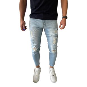 Jeans Destroyed Super Slim Ankle Fit Celeste
