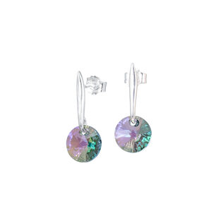 Aros Punto De Luz Plata Italiana 925 Y Cristal Genuino Paradise Shine