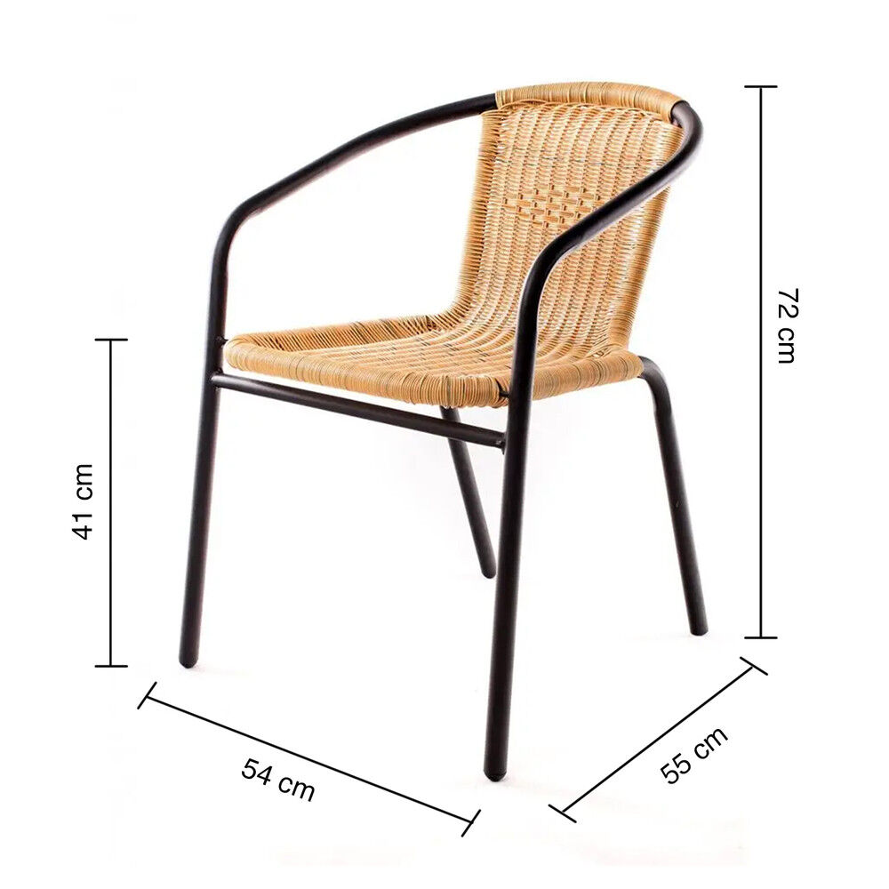 Pack 4 Silla De Terraza Rat&aacute;n Sint&eacute;tico Y Acero Beige image number 2.0