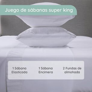 Sabanas Colch&oacute;n Super King Microfibra 300 Hilos Blanco
