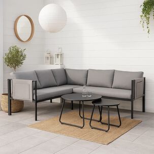 Set Soho 3 Sof&aacute;s Esquineros Grises Y 2 Mesas De Centro