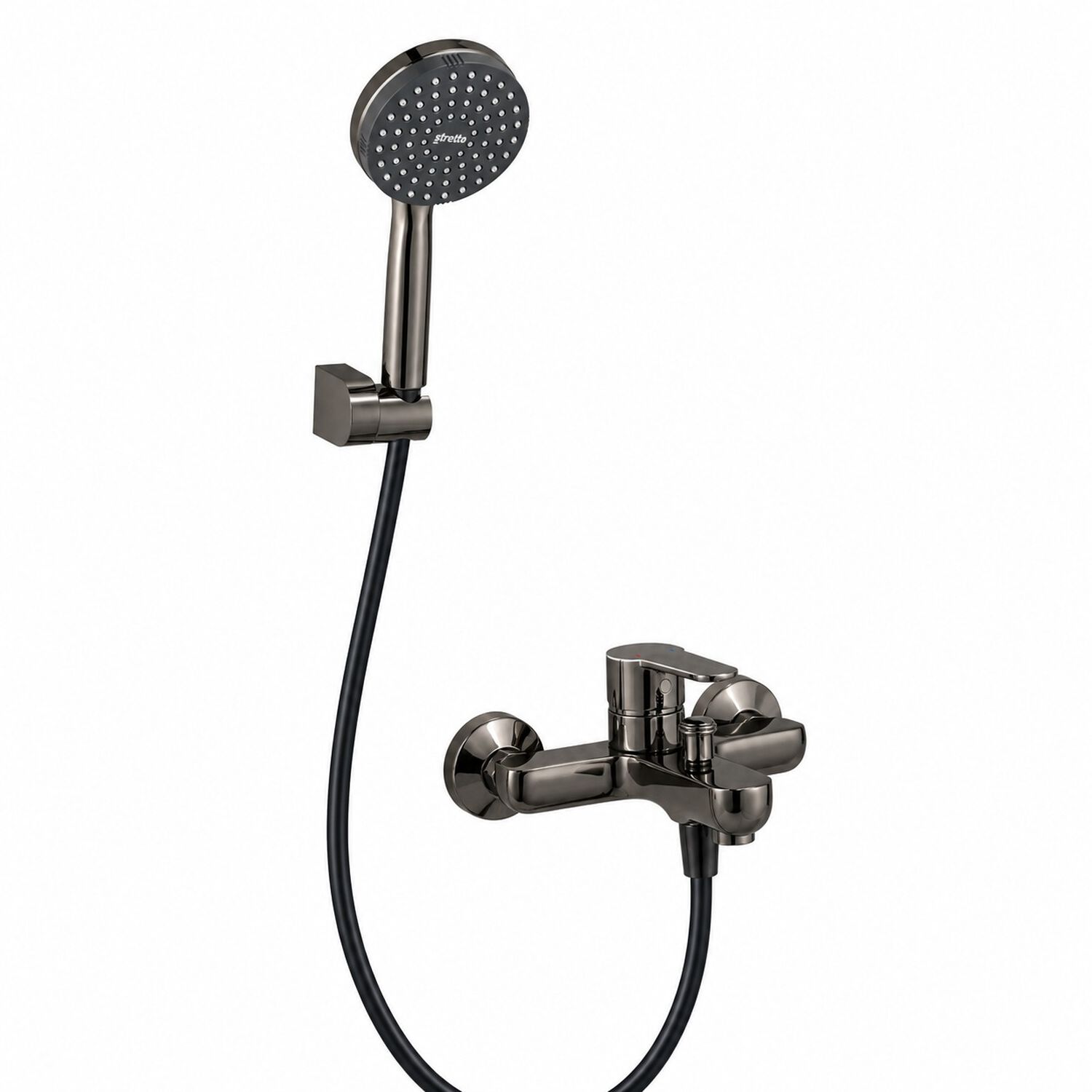 Monomando Llave Grifo Para Tina Ducha Modelo Arona Marca Stretto Color Negro Onyx image number 5.0