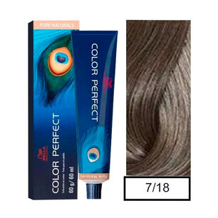 Wella - Tintura Permanente Color Perfect 7/18 Rubio Mediano Ceniza Perla 60gr + Oxidante 20vol 60ml