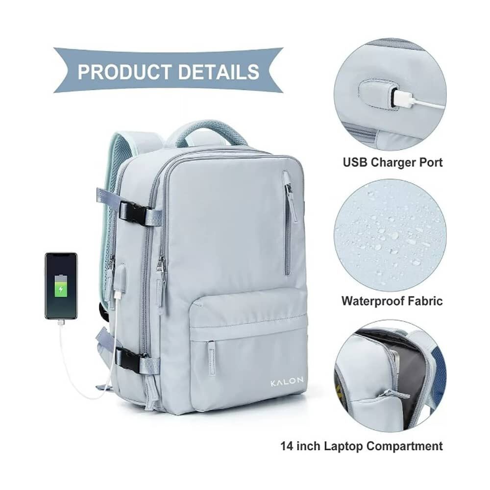 Mochila De Senderismo Impermeable De Viaje Grande Con Interf Azul image number 2.0