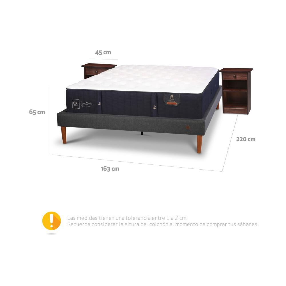 Cama Europea Cic Premium / 2 Plazas / Base Normal + Veladores image number 5.0