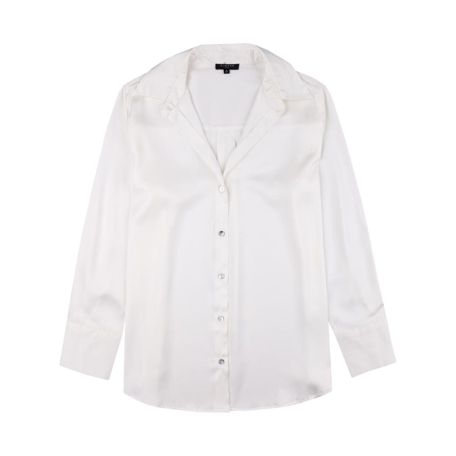 Blusa Lisa Sat&iacute;n Manga Larga Cuello Camisero Mujer Kimera image number 0.0