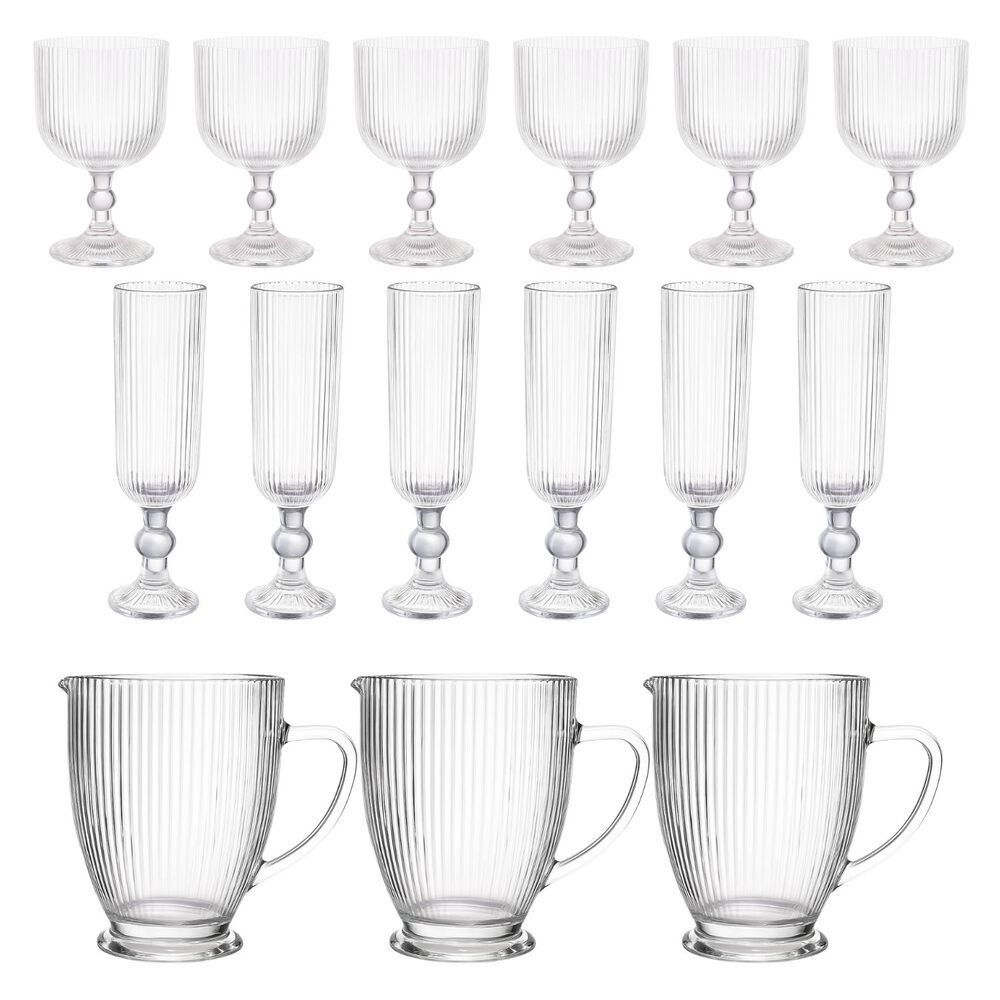 Set 15 Copas Vino Y Jarra Talladas Lisa Allegra De Vidrio image number 0.0