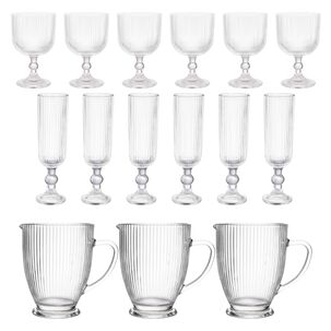 Set 15 Copas Vino Y Jarra Talladas Lisa Allegra De Vidrio