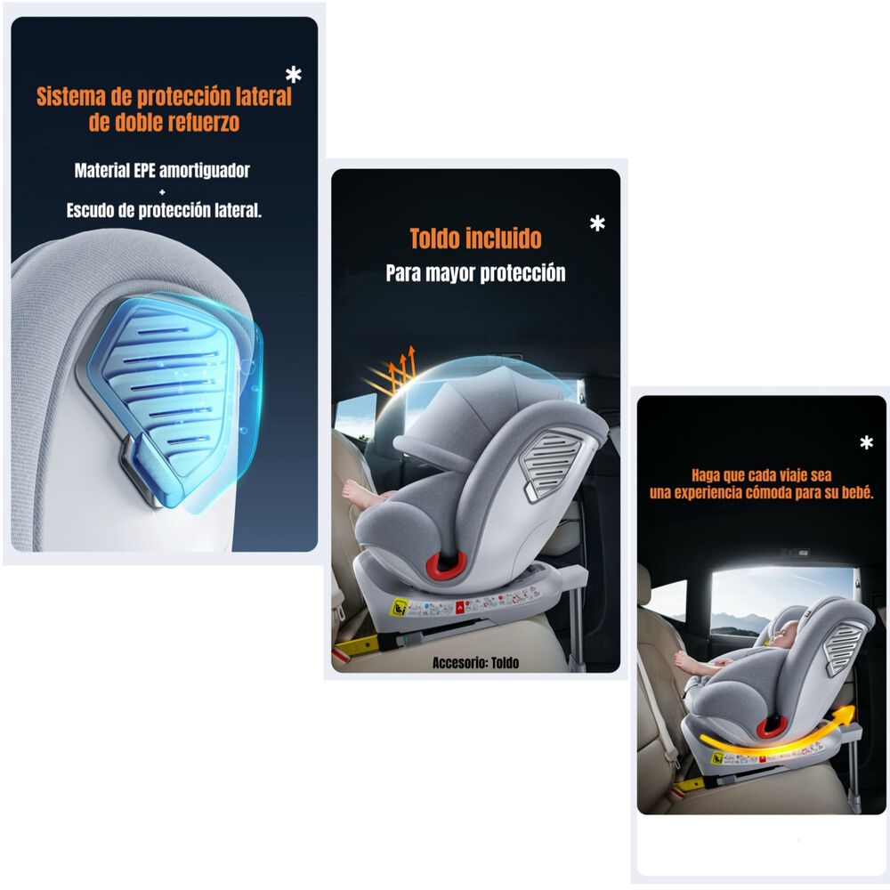 Silla De Auto Convertible 360&deg; Isofix Y Pata Apoyo Lubabycas image number 4.0