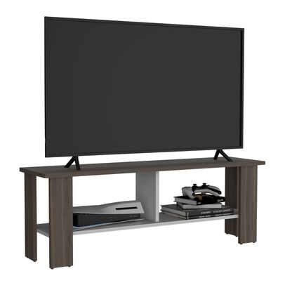 Rack Tv 50" Con 2 Repisas Fm-031o Caf&eacute; Oscuro Y Blanco