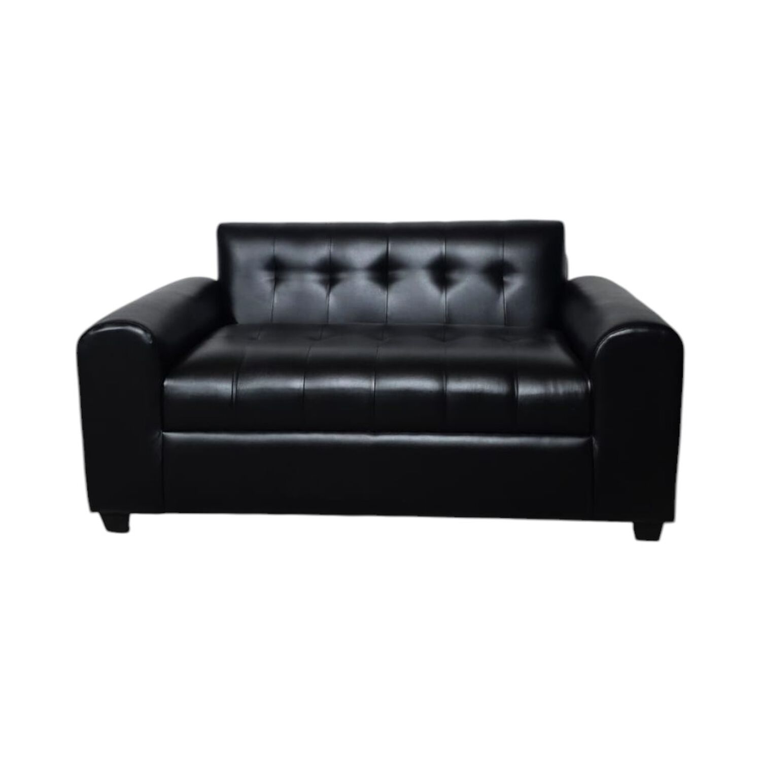 Sofa Dos Cuerpos Brazos Redondos Ecocuero Negro image number 0.0